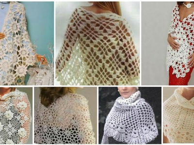 Stylish Trendy Fancy Cotton Crochet knitted Lace Shawls for women.Impressive Cape Shawls Designe
