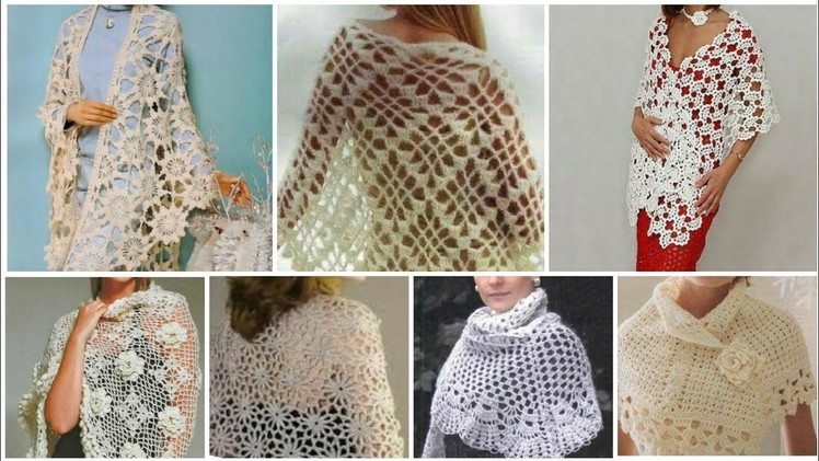 Stylish Trendy Fancy Cotton Crochet knitted Lace Shawls for women.Impressive Cape Shawls Designe