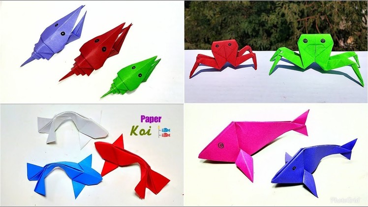 4 Easy Paper Sea Animals || Origami Sea Animals || DIY