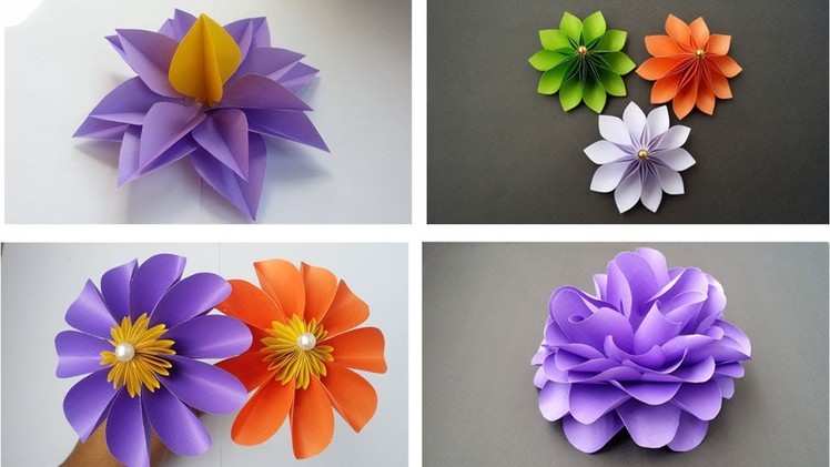 DIY: 4 Amazing Paper Flower!! How to Make Beautiful Paper Flower for Home.Room Decoration!!