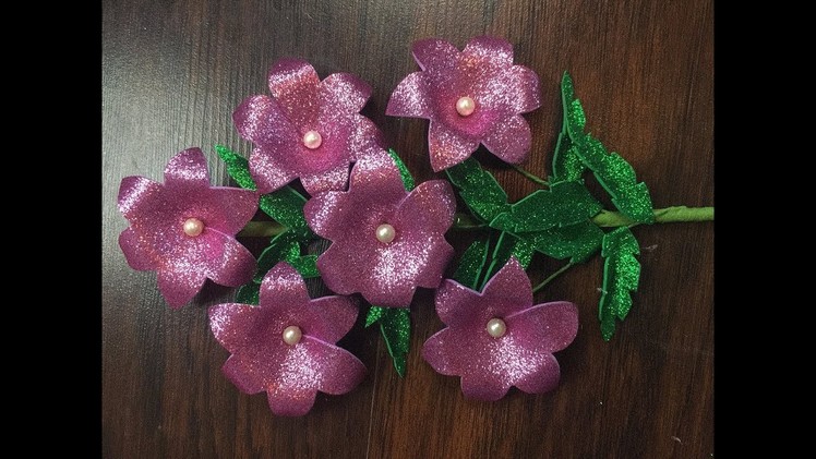 DIY: How to make a simple small foam flower. Como hacer una flor pequena simple