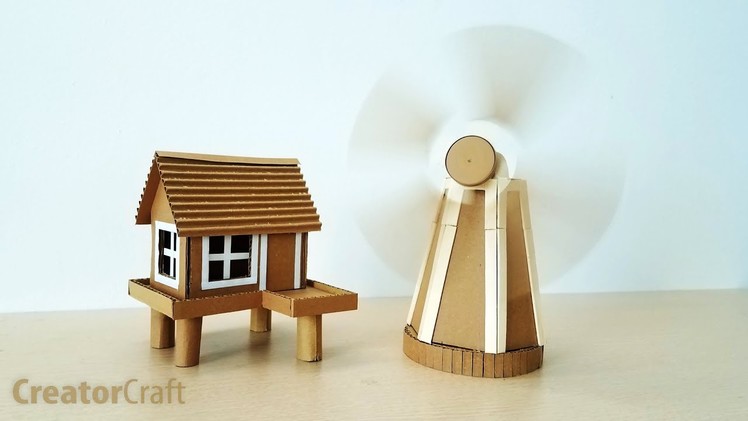 DIY Make A Beautiful House And Windmill From Cardboard - Creator Craft
