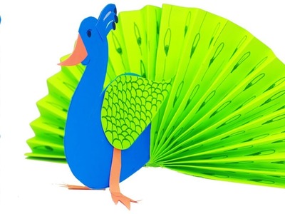 DIY: Paper Peacock Making - Paper Crafts for Kids - Easy Blue and Neon Peacock With Paper