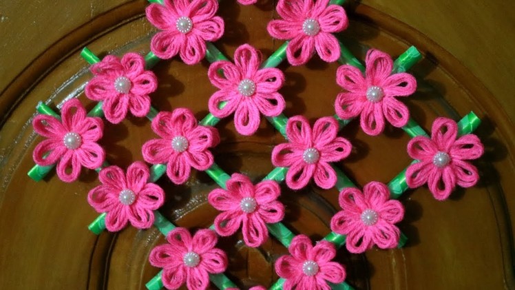 DIY Woolen Wall Hanging - Wall Hanging with paper - DIY Hanging Flower - Wall Decoration ideas