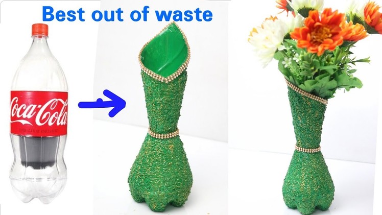 Flower Vase Out of Waste Plastic Bottle| How to make flower vase from waste plastic bottle |#reuse