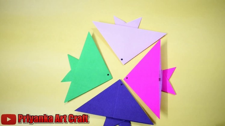 How to make an paper origami fish easy step by step tutorial V-2