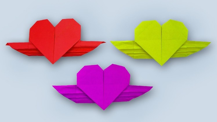 How to Make Easy Paper Heart With Wings for Valentine's Day - New Origami Winged Hearts