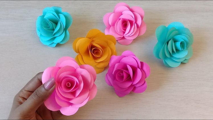 How to make Realistic, Easy paper Roses | Paper flower DIY| Rose flower making. 