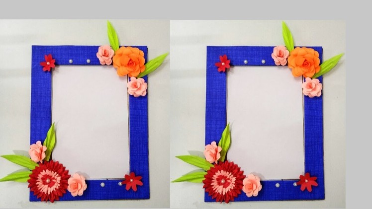 Making of photo frame from old wedding card . paper flower photo frame