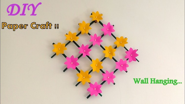 Paper Flower Wall Hanging. DIY Wall decoration ideas.  Easy Room decor. 