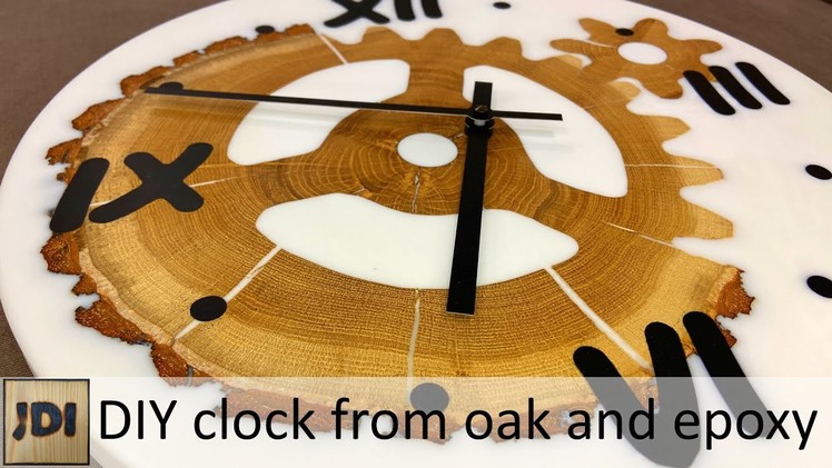 DIY wall clock from oak and epoxy resin