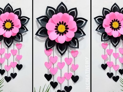 Easy and quick paper flower wall hanging | Paper craft for home decoration | Wall decoration ideas