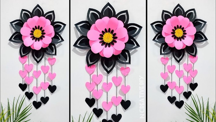 Easy and quick paper flower wall hanging | Paper craft for home decoration | Wall decoration ideas