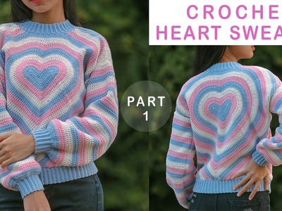 Easy Crochet Heart Sweater Tutorial Part I (Inspired By Olivia_Made) | Chenda DIY