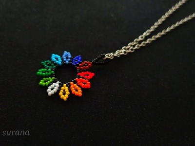 ⚜️Fantasia, Seed bead Rainbow Flower Jewelry.Flor arcoiris, Joyas de cuentas de semillas.How to make