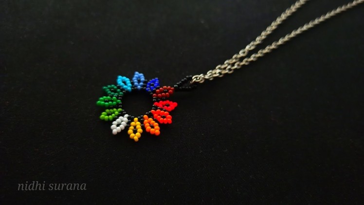 ⚜️Fantasia, Seed bead Rainbow Flower Jewelry.Flor arcoiris, Joyas de cuentas de semillas.How to make
