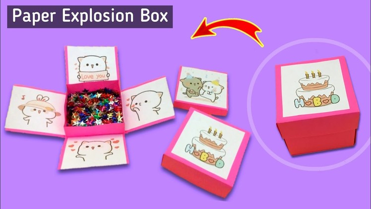How to make Explosion Box. Paper Craft. Birthday gift ideas. Gift Box. Origami Paper Craft. art