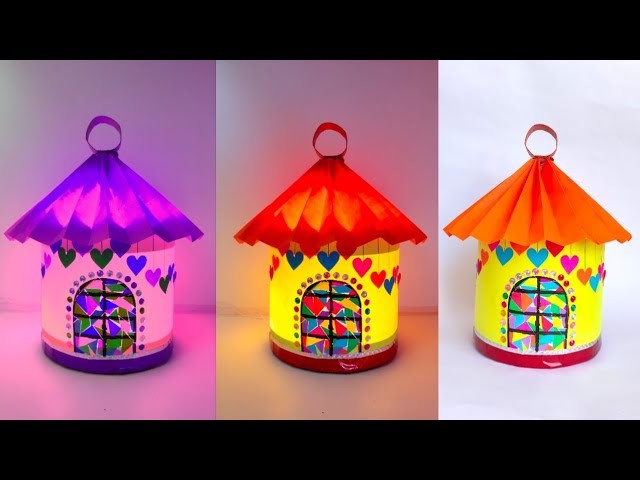 Paper craft | How To Make Ceiling Lamp With Waste Cardboard | House Design Hanging Lamp | Artideas