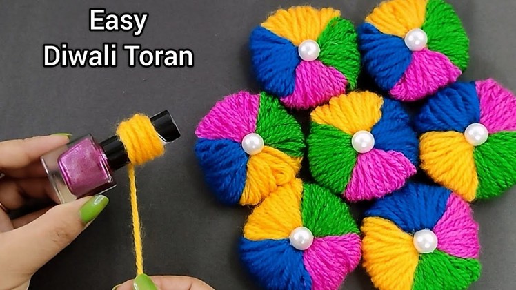 Super Easy Woolen Flower Diwali Toran - Diwali door hanging - Easy Diwali decor