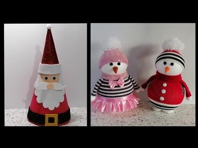 Christmas decorations ideas.DIY Santa Claus ????.DIY Snow man☃️.Creazioni natalizie in gomma Eva