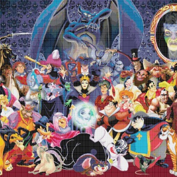 counted cross stitch pattern Disney villains embroidery 441 x 332 stitches CH750