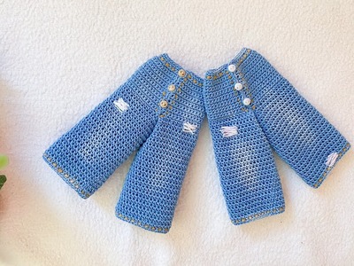 Crochet chic denim ????for slim doll (small doll ) crochet tutorial ( doll outfit )