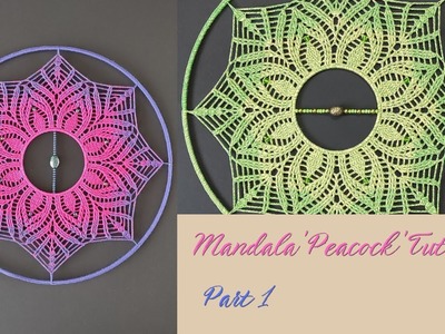 Crochet Dreamcatcher. Mandala "Peacock" Tutorial | Part 1. 3