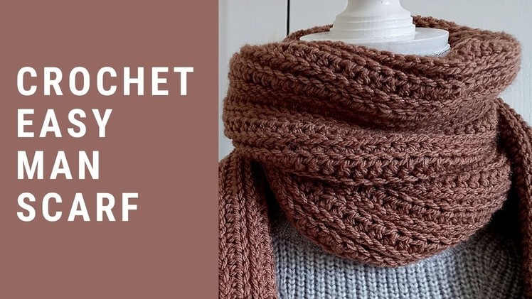 CROCHET EASY  MAN SCARF FOR BEGINNERS | Crochet Elegant Scarf For Men DIY Tutorial & Free Pattern