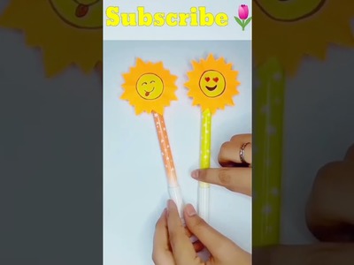 DIY Handmade Emoji Pencil topper | DIY Emoji pen | Paper crafts. paper crafts. DIY. #shorts