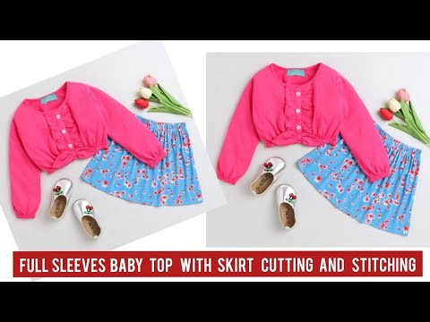 Full Sleeves Baby Top With Skirt Cutting and Stitching.4-5 Year Old Baby Dress Cutting and Stitching