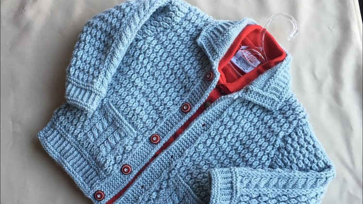 Hand Knitted Cardigan (Jacket) For Baby Age 1 year old step by step tutorial