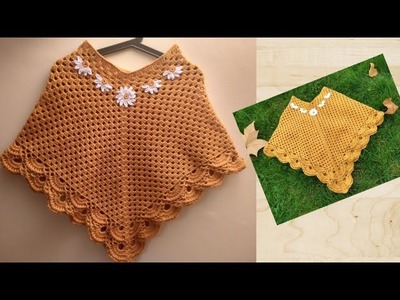 How to Crochet An Easy Poncho | Crochet Poncho Pattern All Sizes| #crochetworldcreations