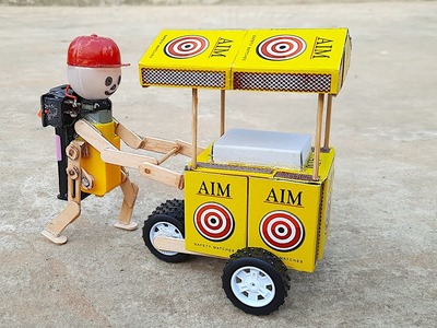 How to Make Ice Cream ???? Cycle Rickshaw Cart with Robot ???? - DIY MatchBox Ice Cream Trolley
