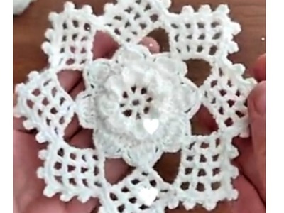مفرش كروشيه بفكره وتصميم جديد بالورود،#crochet #new stitch