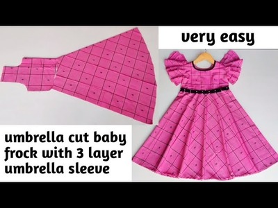 Umbrella Cut Baby Frock Cutting and Stitching. Umbrella Cut frock With Umbrella Sleeves Cutting and