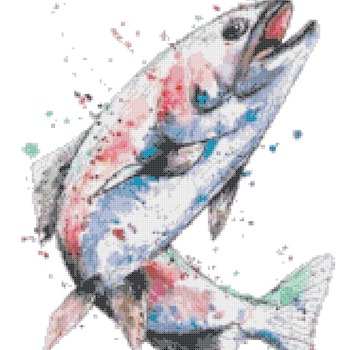 Counted Cross Stitch pattern watercolor salmon 148*202 stitches CH1746