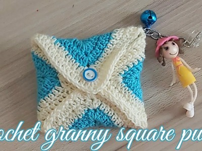 Crochet envelope || crochet granny square purse || crochet money purse || subtitles