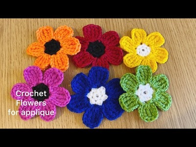 Crochet flower for applique || easy pattern