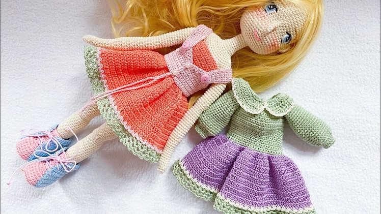 Crochet realistic doll body dresses tutorial ????