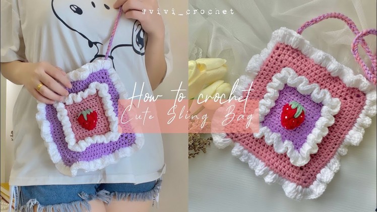 ???? How to Crochet Cute sling Bag | Strawberry crochet Bag ????