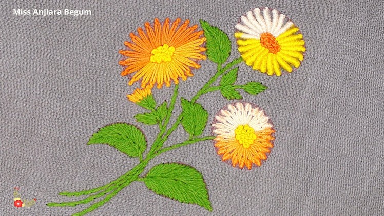Pretty Flowers Embroidery Designs, Three Flower Embroidery Tutorial, Flower Embroidery Designs-495