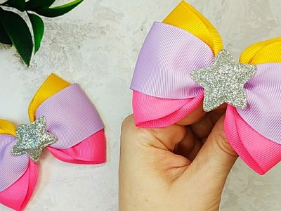 An easy way to make tricolor hair bows - DIY Bows for Hair - Ribbon Embroidery #tutorial #hairbows