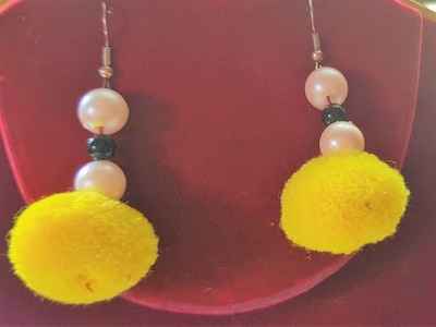 DIY\Pom pom earrings\Pom pom dangle earrings\making pompom with pearl earring\Earrings\pom poms. . 