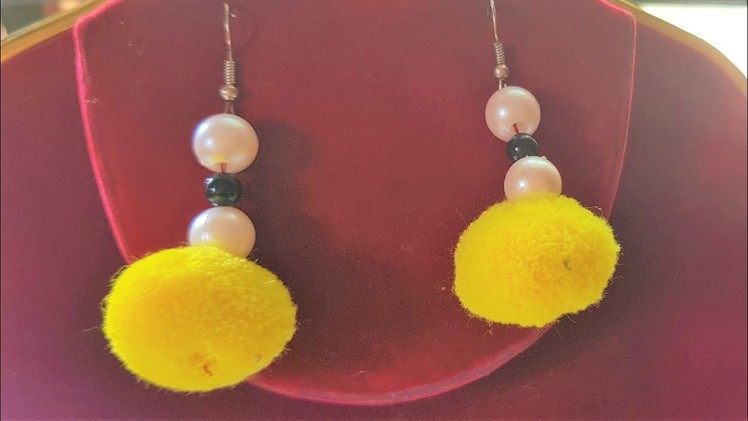 DIY\Pom pom earrings\Pom pom dangle earrings\making pompom with pearl earring\Earrings\pom poms. . 