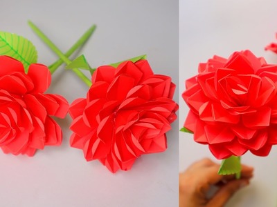 Easy way to make paper rose for flower vase | origami paper flower | great paper art