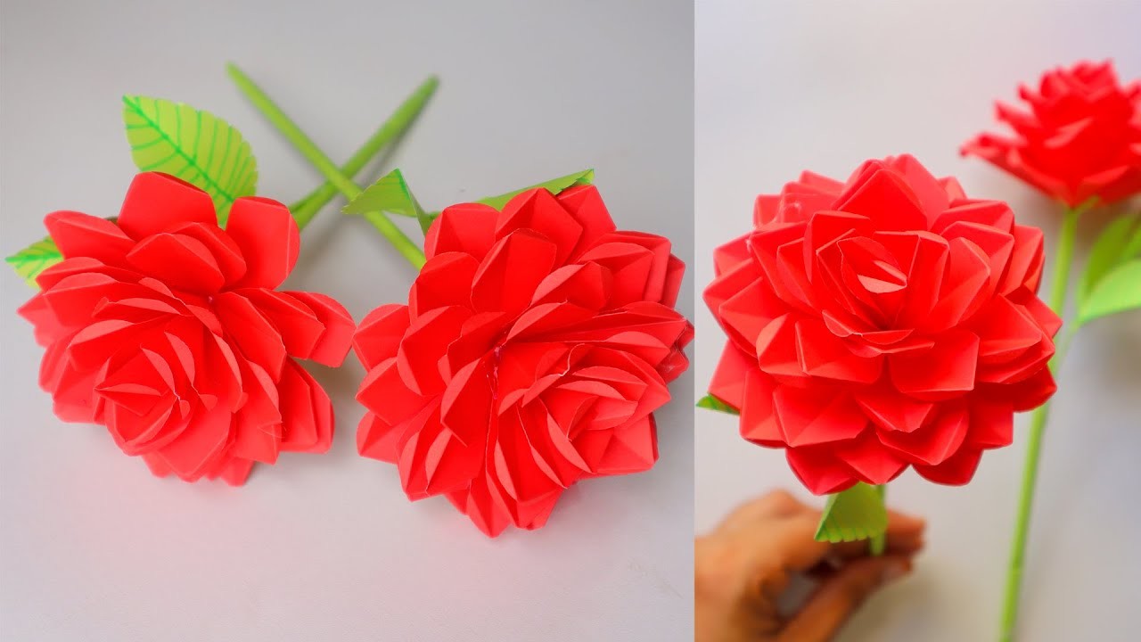 easy-way-to-make-paper-rose-for-flower-vase-origami-paper-flower