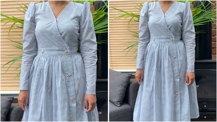 Very Latest overlap dress with puff sleeves easy tutorial | long frock