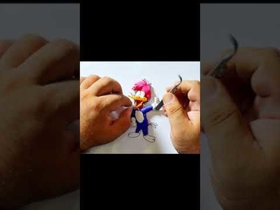 Woody Woodpecker made from polymer clay, sculpture timelapse #Shorts