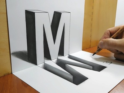 3D Trick Art on Paper, Letter M and its Hole
