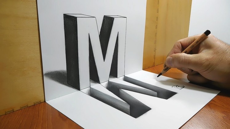3D Trick Art on Paper, Letter M and its Hole